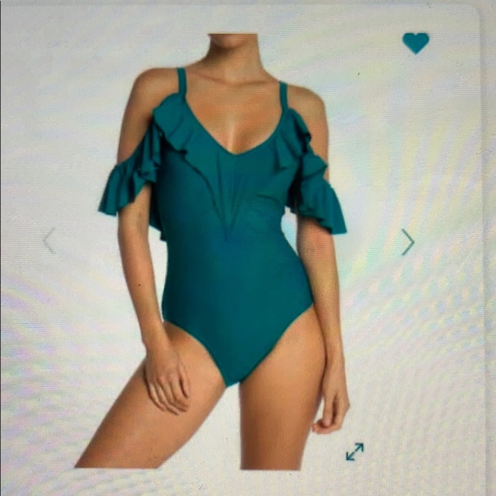 Nicole Miller Swim Ruffled Cold Shoulder - Picture 2 of 5